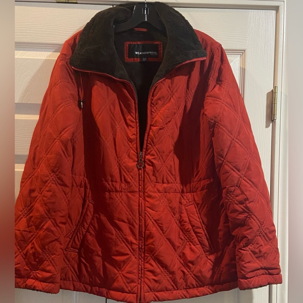 Weatherproof Women’s Red quilted/lined winter jacket Size Medium